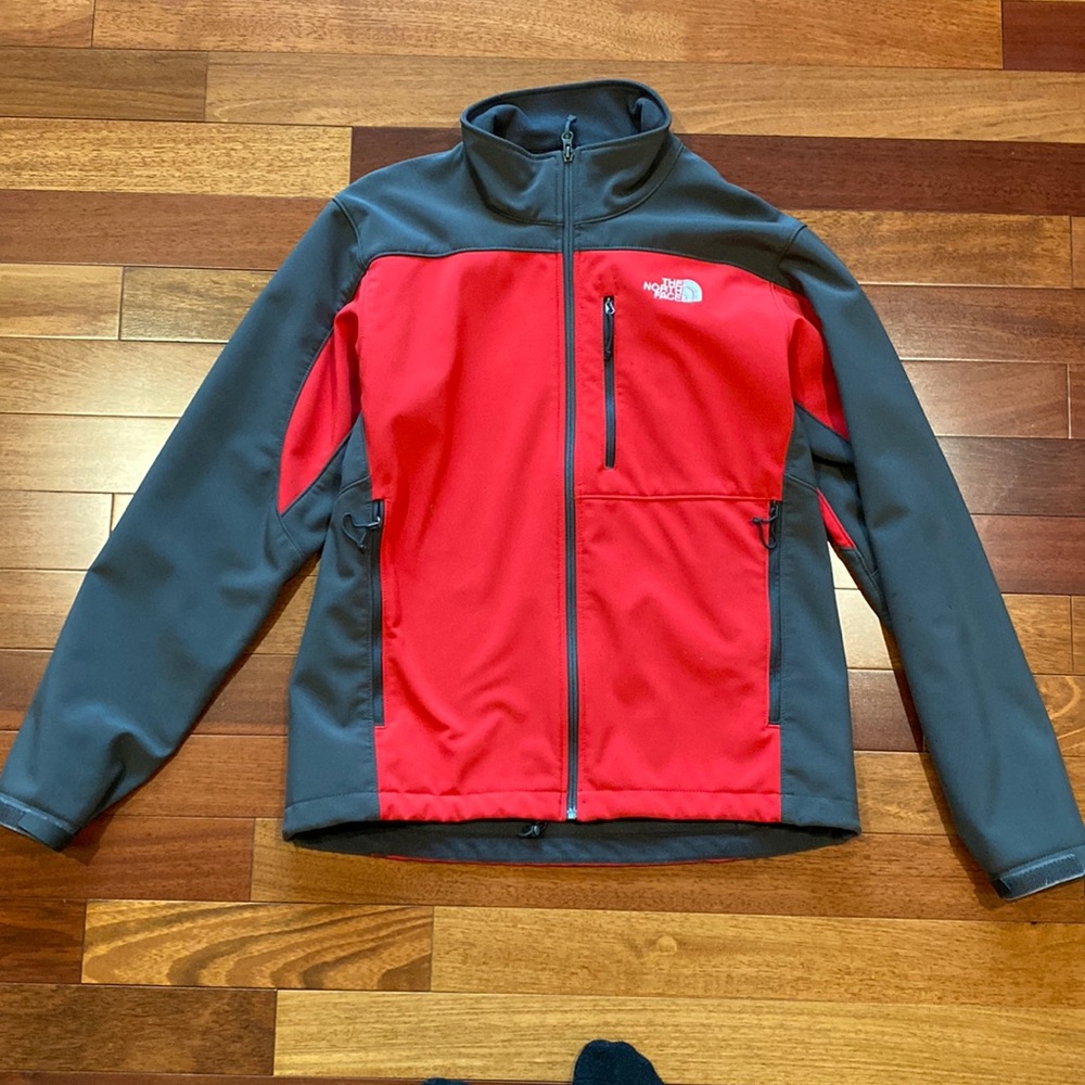 The North Face Full Zipper Red And Gray Jacket Size M Mens